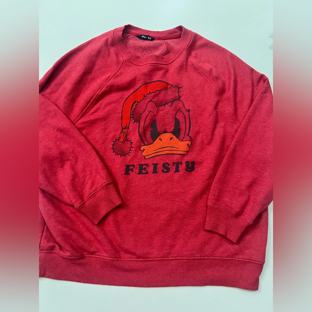 Disney American Eagle Donald Duck Christmas Holiday‎ Feisty Sweatshirt Women’s M